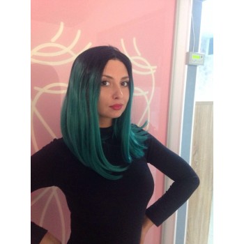 Peruca Bobo Ombre Saten Inchis / Turcoaz