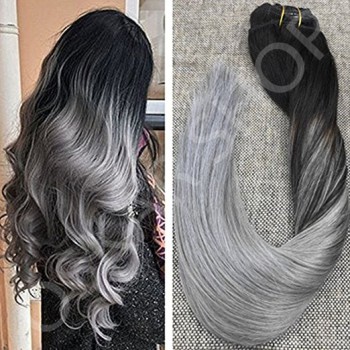 Clip On Deluxe Ondulat Black Collection Ombre #1b Grey