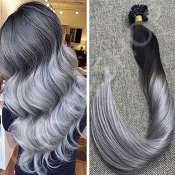 Extensii Cheratina Black Collection ombre-#1B-Silver-Grey